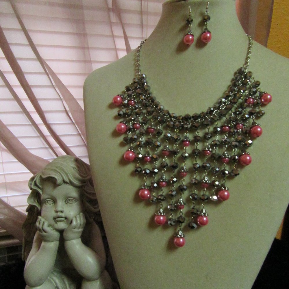 Disco Chandelier Style Necklace and Earrings